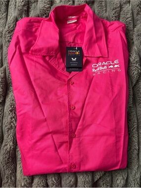 Oracle Red Bull Racing Hot Pink Button-Up Shirt. Brand new with tags in bag
